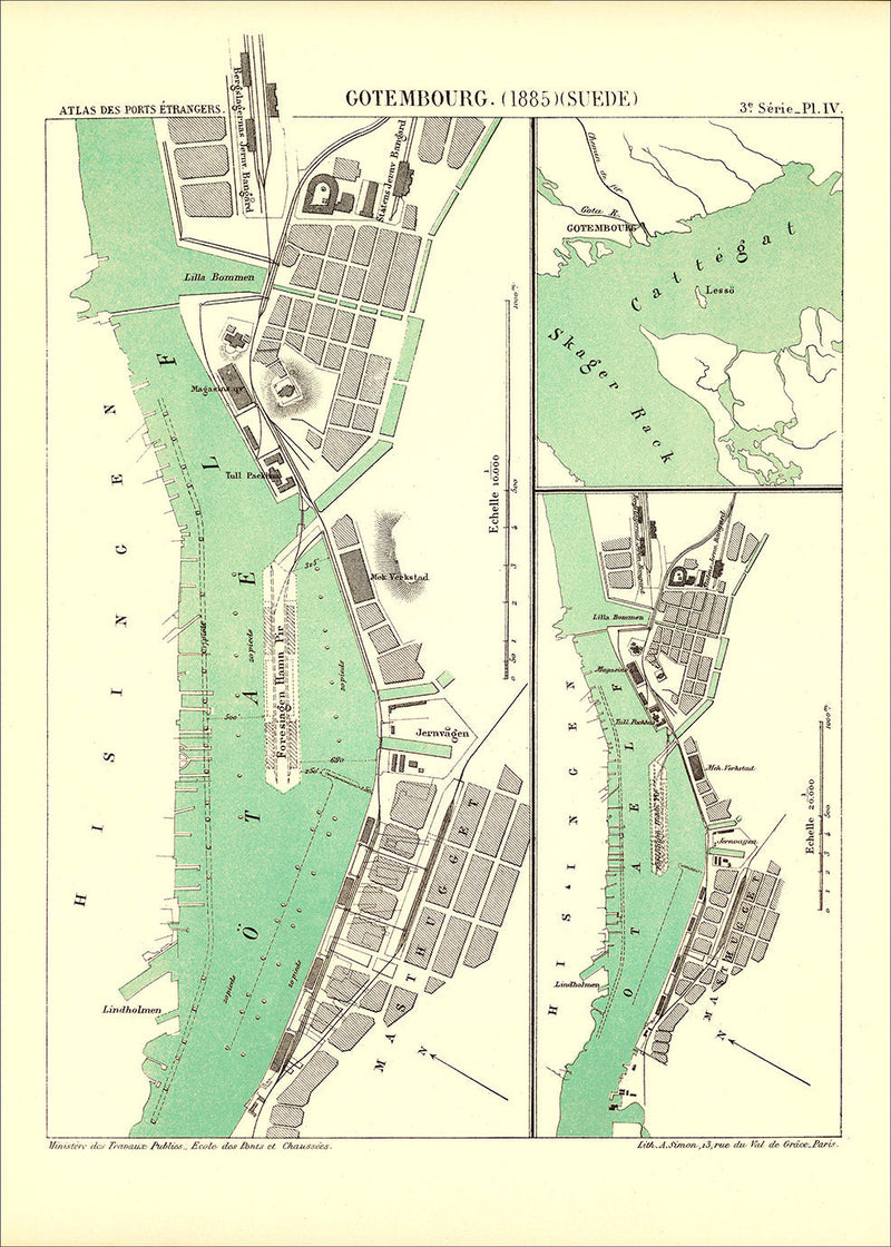 Vintage City map of Gothenburg