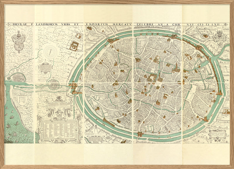 Medieval City map of Brugge, Belgium