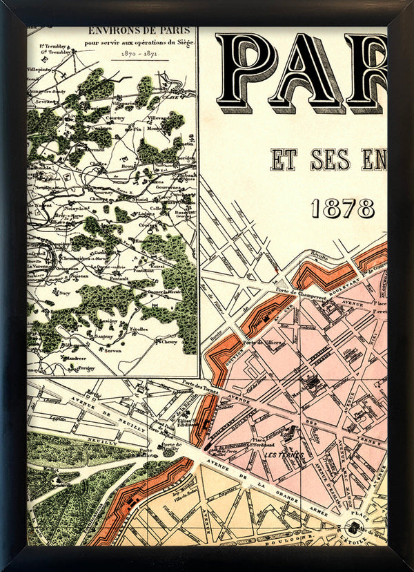 Map of Paris Les Ternes Close Up. Mini Print