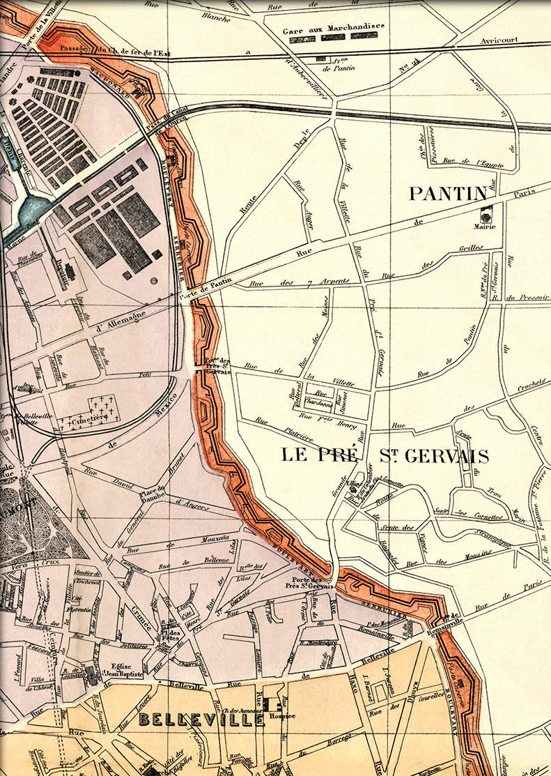 Map of Paris Le Pré St. Gervais Close Up. Mini Print