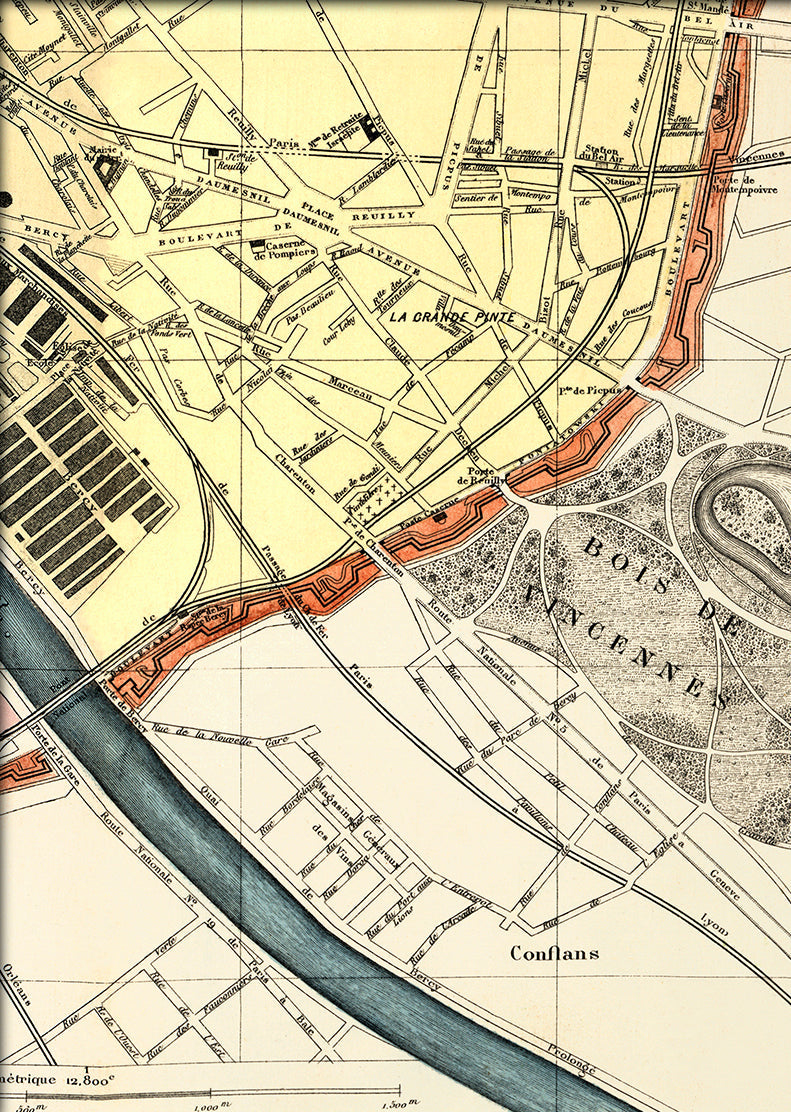 Map of Paris Bois De Vincennes Close Up. Mini Print