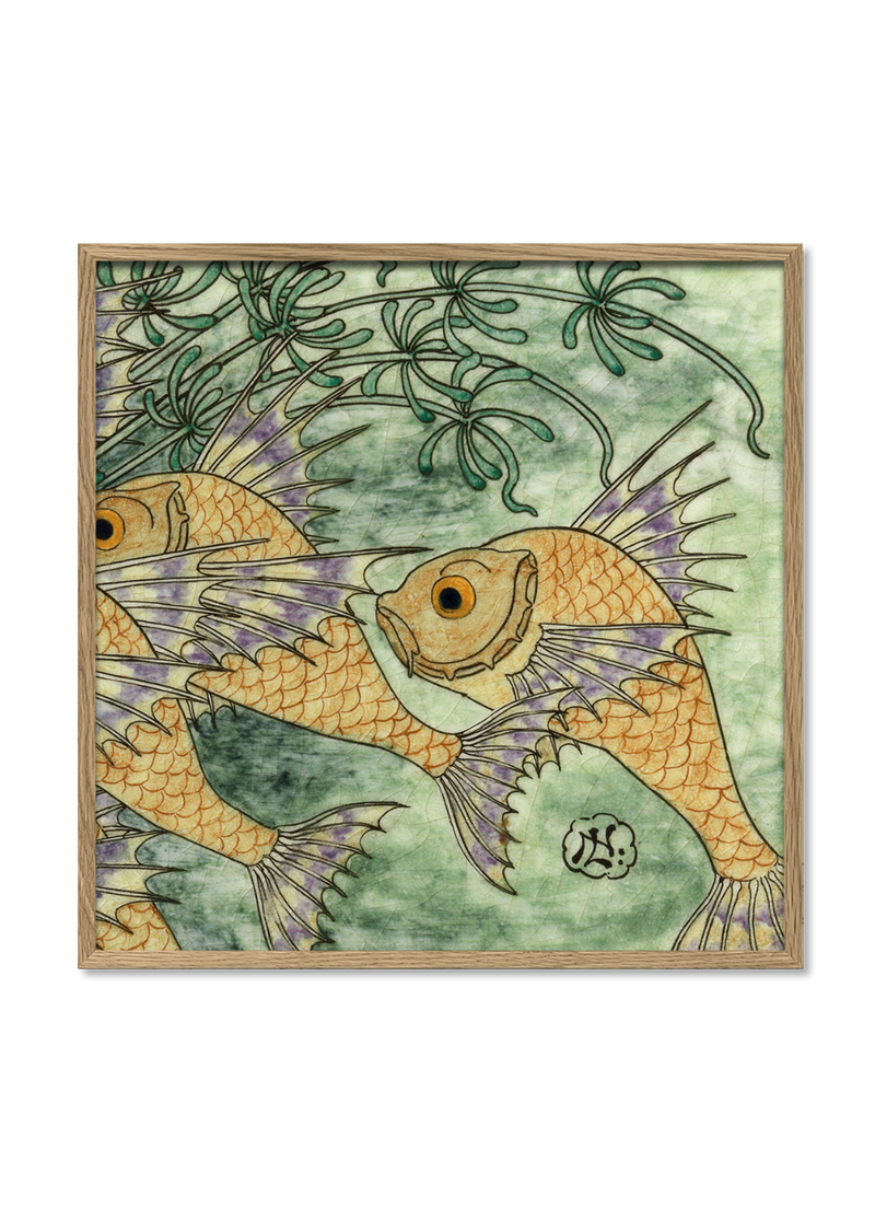 Green Tile with Fish III.