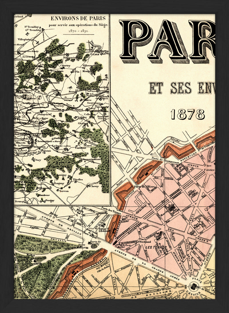 Map of Paris Les Ternes Close Up. Mini Print
