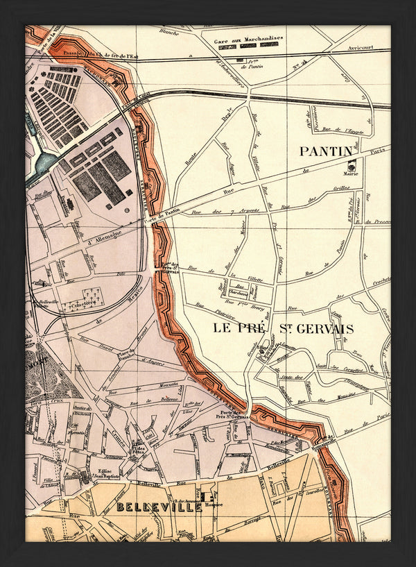 Map of Paris Le Pré St. Gervais Close Up. Mini Print