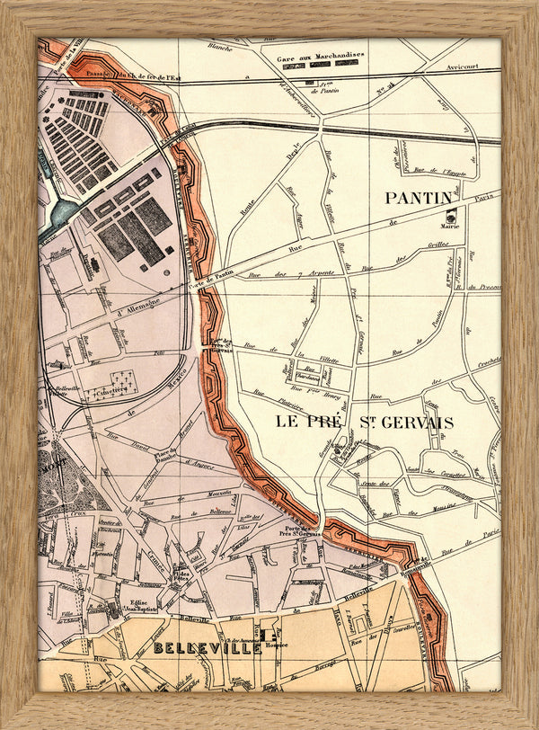 Map of Paris Le Pré St. Gervais Close Up. Mini Print