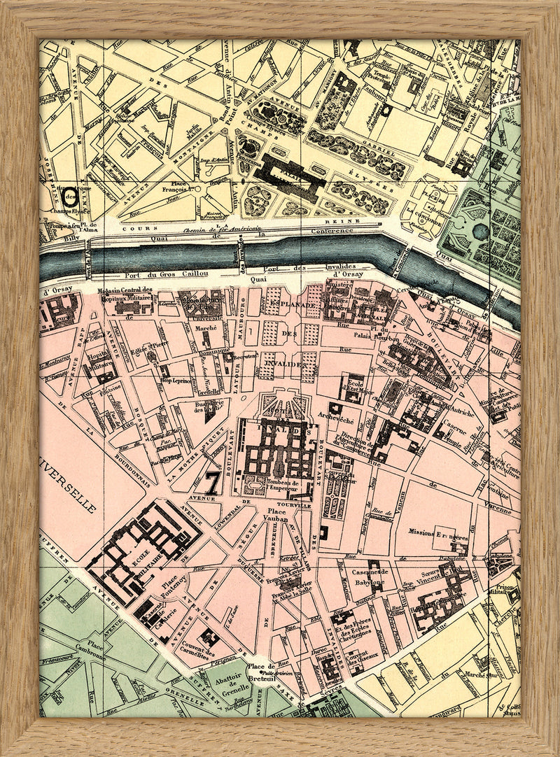 Map of Paris 7th Arrondissement Close Up. Mini Print