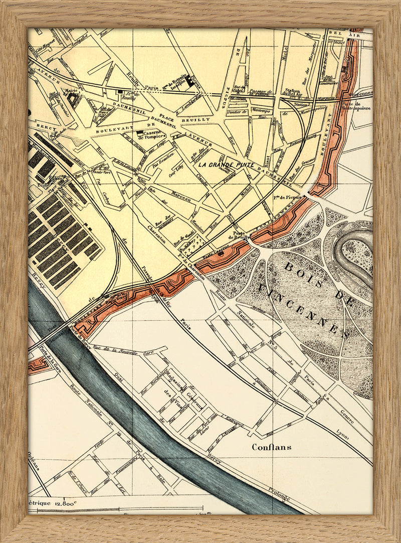 Map of Paris Bois De Vincennes Close Up. Mini Print