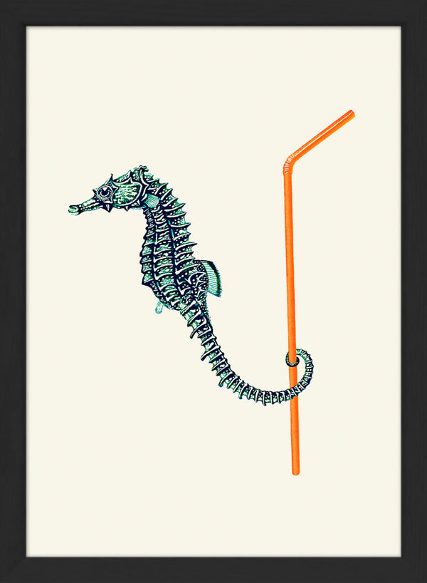 Seahorse and Straw. Mini Print