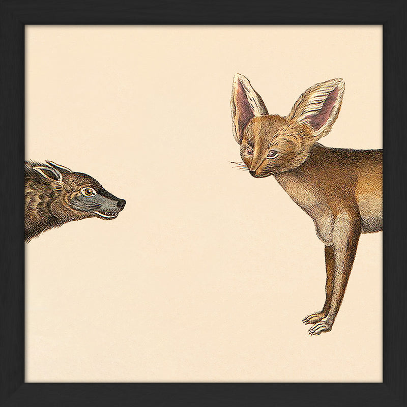 Hyena Head and Fox Head. Mini Print